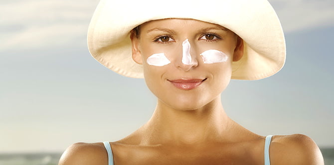 Zonbescherming Gezicht Vrouw