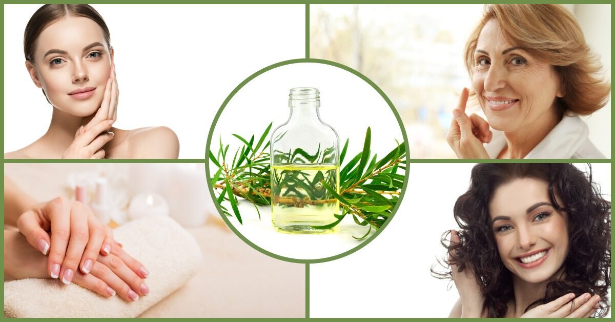 Flesje tea tree olie vrouw huid haar nagel gezicht verzorging