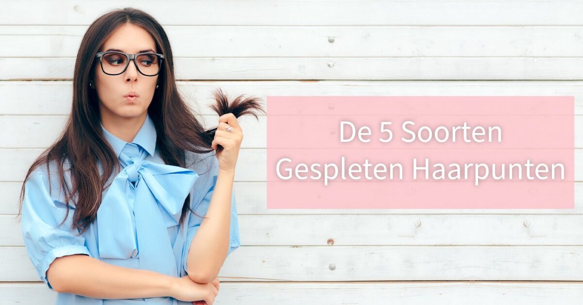 Vrouw bril overhemd kijk naar haarpunten