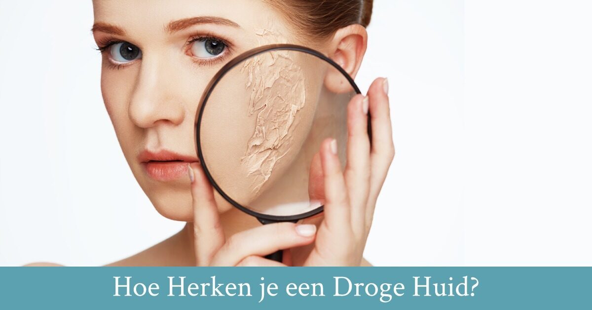 Vrouw droge huid vergrootglas