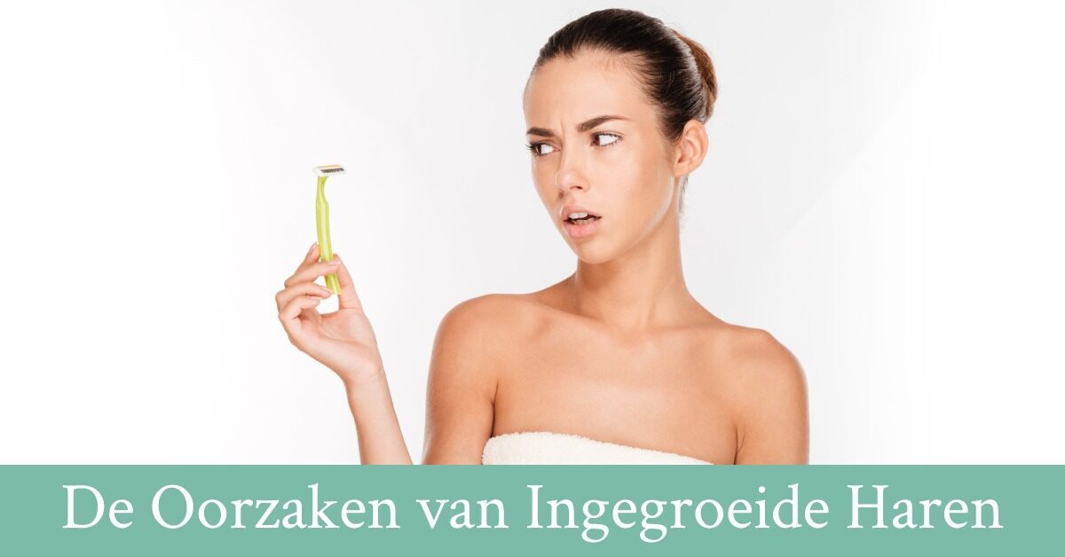 Vrouw kijkt geïrriteerd naar scheermesje