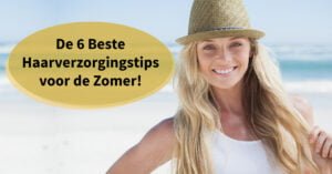 Vrouw lachend strand lang haar hoed