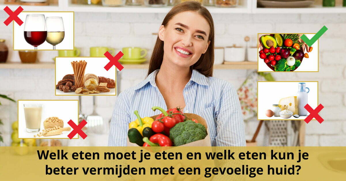 Vrouw voedingsmiddelen gevoelige huid