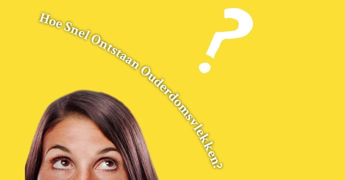 Vrouw kijkt omhoog vraagteken gele achtergrond