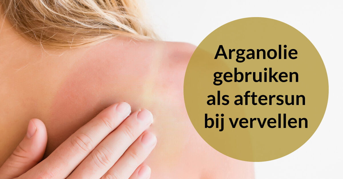 arganolie aftersun verbrande huid schouder vrouw tegen vervellen