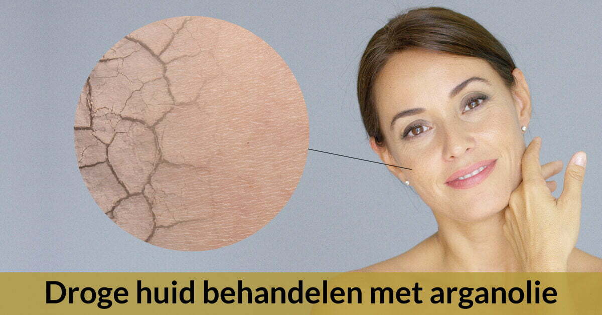 vrouw droge huid behandelen met arganolie stralende gezonde huid