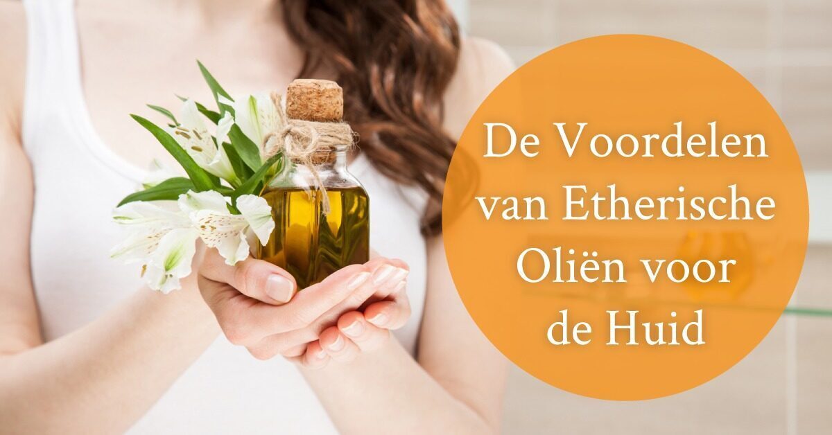 vrouw flesje olie in hand bloem