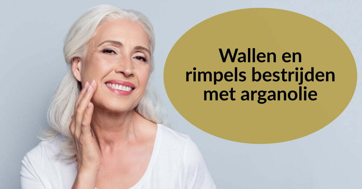 arganolie tegen rimpels vrouw hand op wang